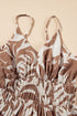 Khaki Floral Shirred High Waist Spaghetti Straps Maxi Dress